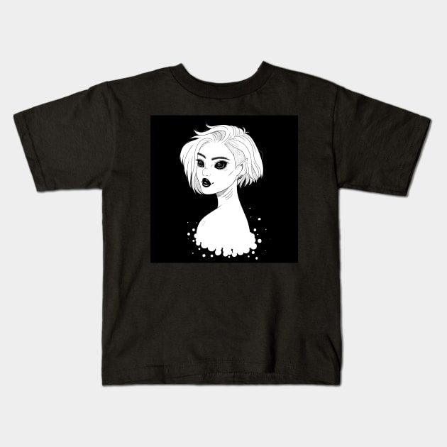 Dark Eyed Demon Girl Kids T-Shirt by PeppermintKamz